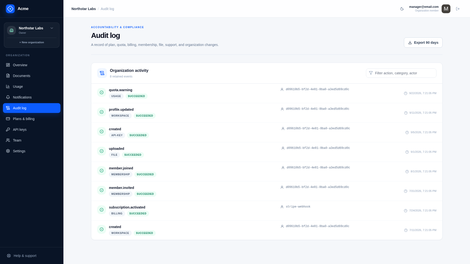 Customer Audit Events Stream