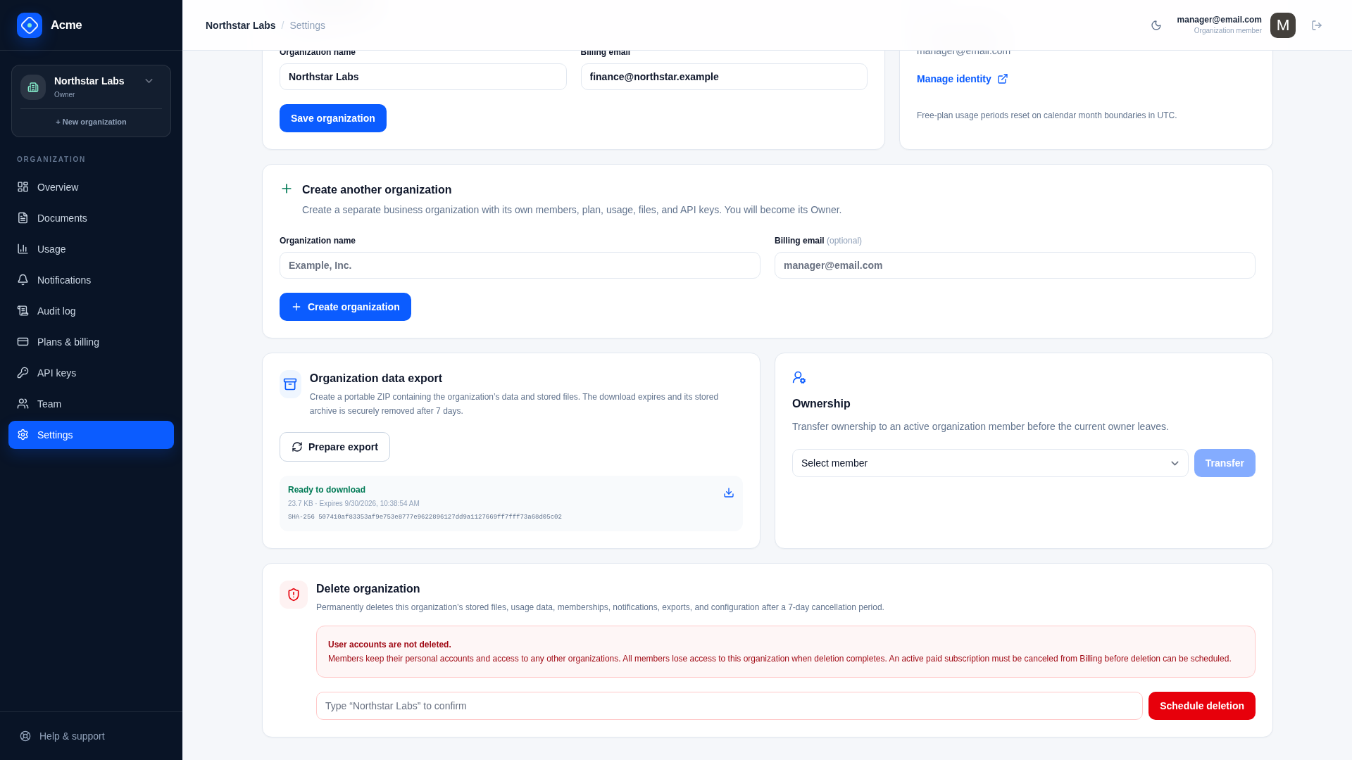 Export Artifact Status and Checksum