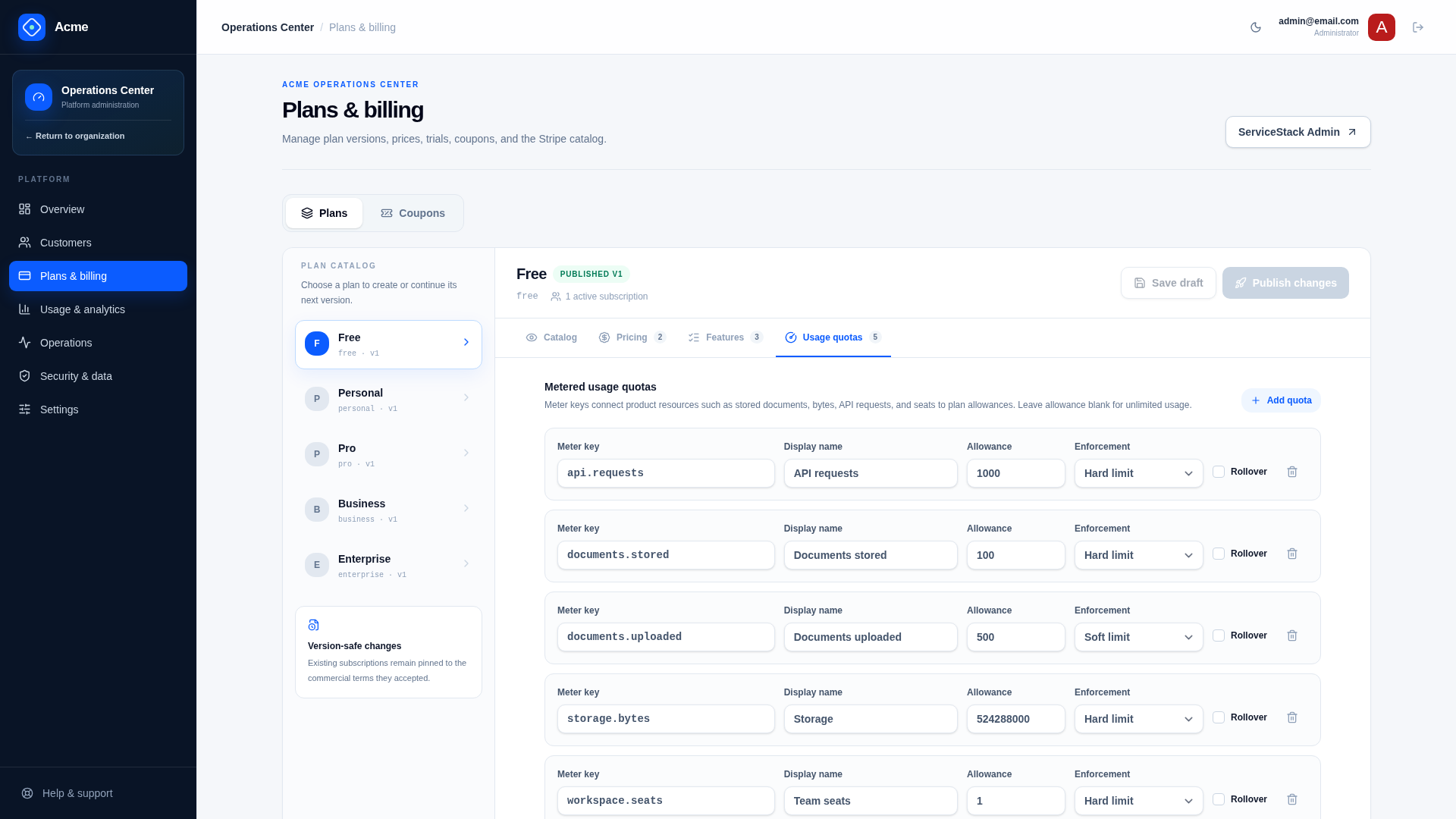 Plan Allowance in Plan Editor