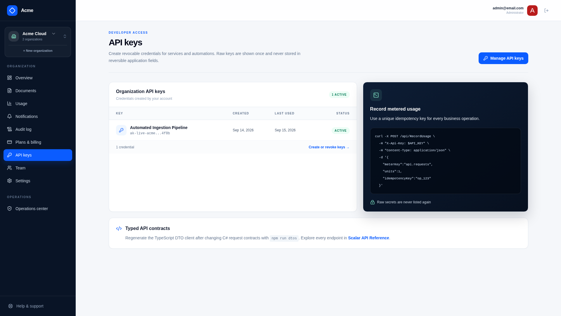 API Key Fingerprint and Metadata