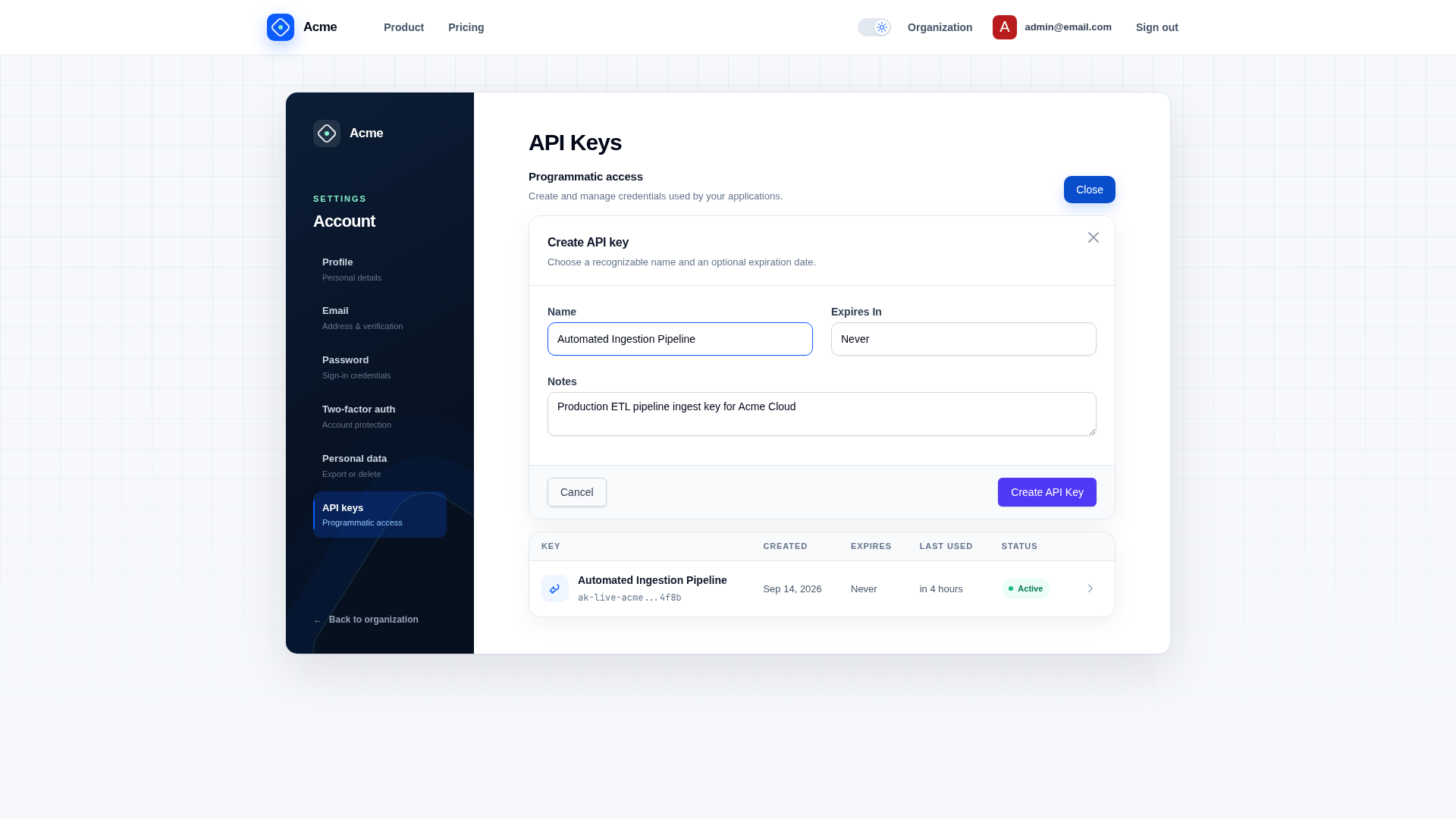 API Keys Manager