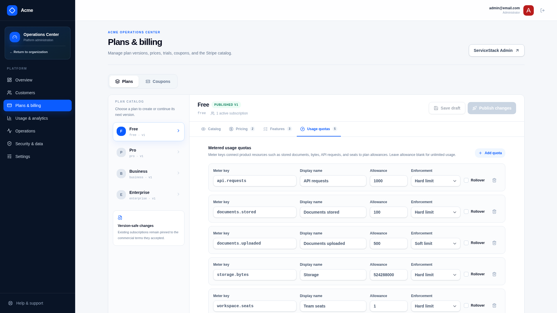 Plan Editor and Version Management