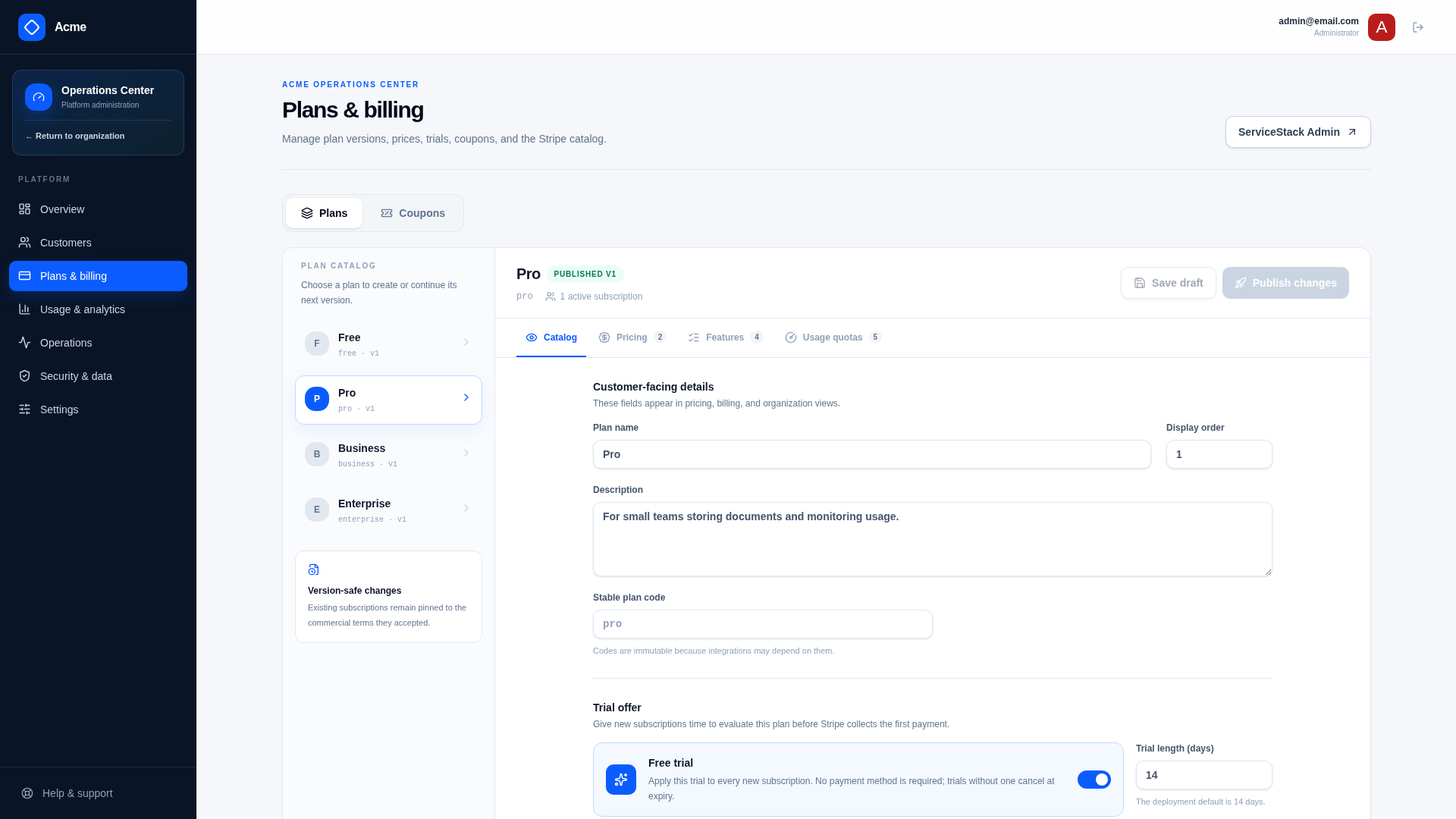 Immutable Plan Versions and Historical Pinning