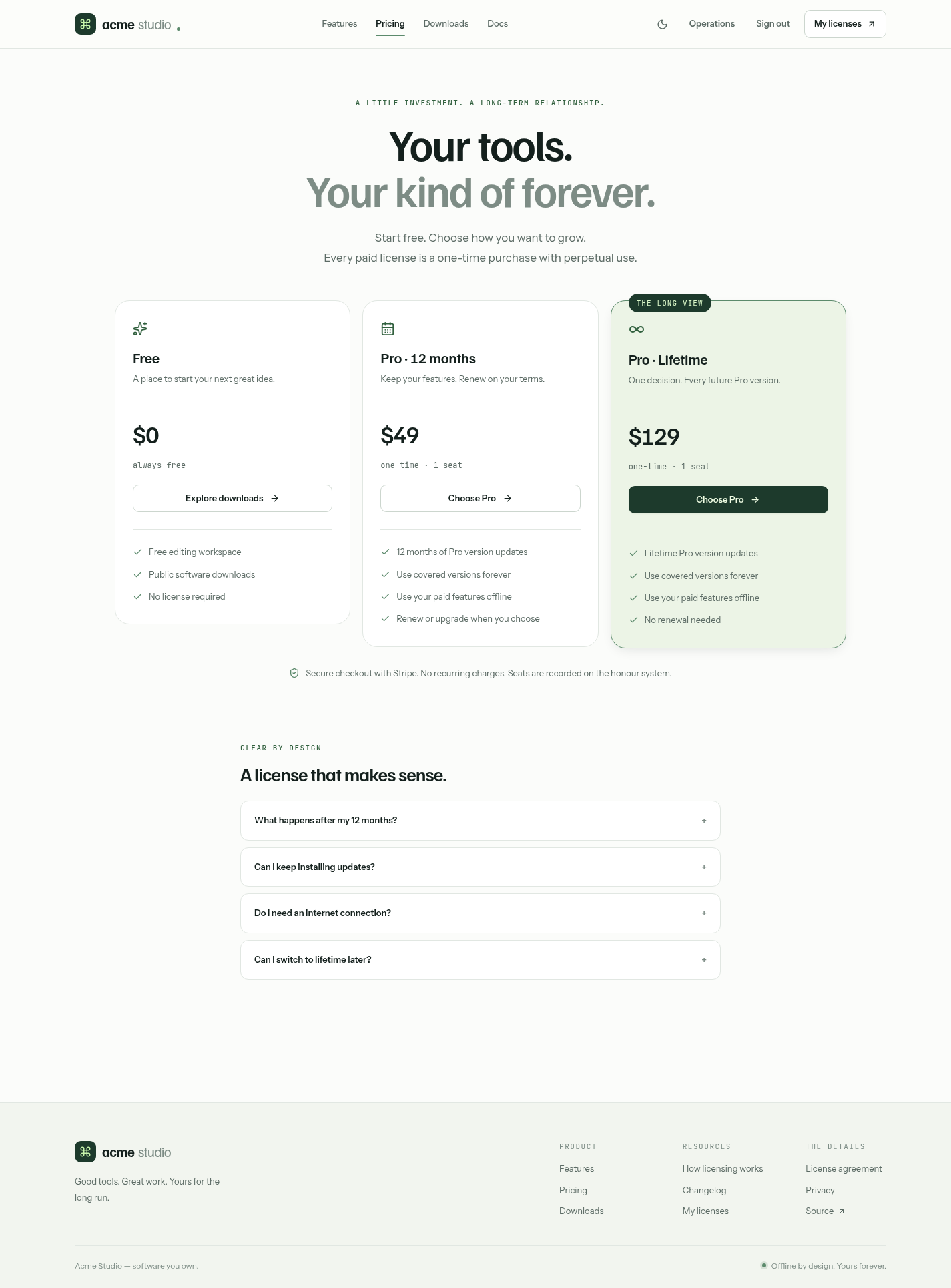 Public pricing in light mode