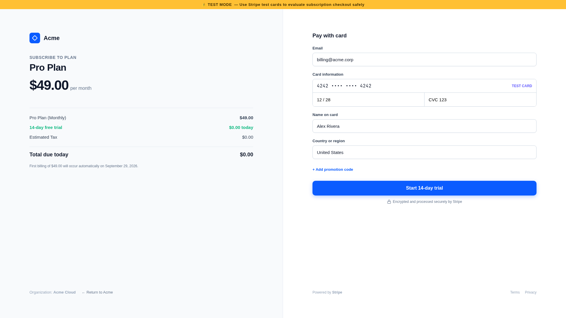 Stripe Hosted Checkout